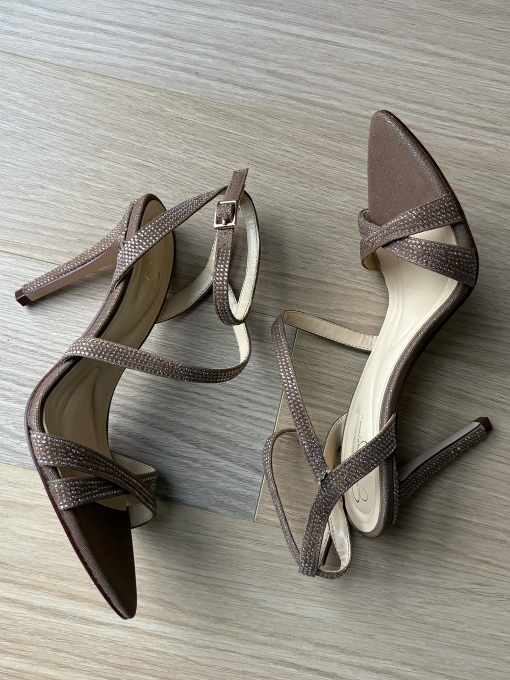 Taupe Strappy High Heel Sandals